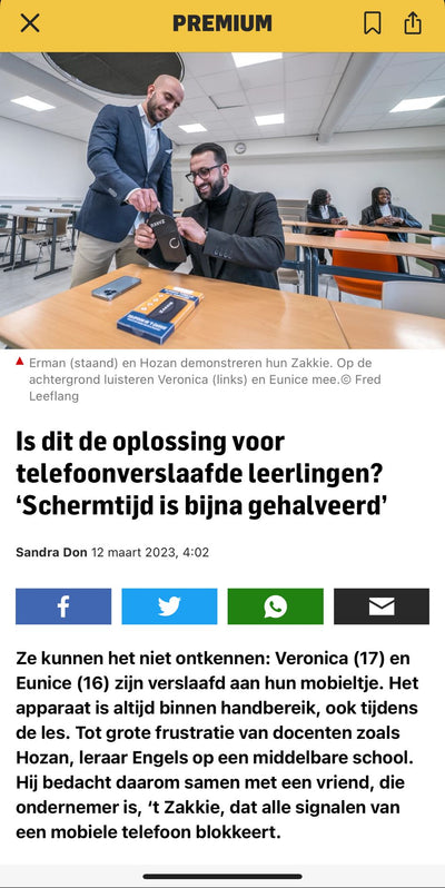 AD-artikel: Is dit de oplossing voor telefoonverslaafde leerlingen