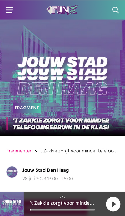 FunX-item Jouw Stad Den Haag over t Zakkie in de klas