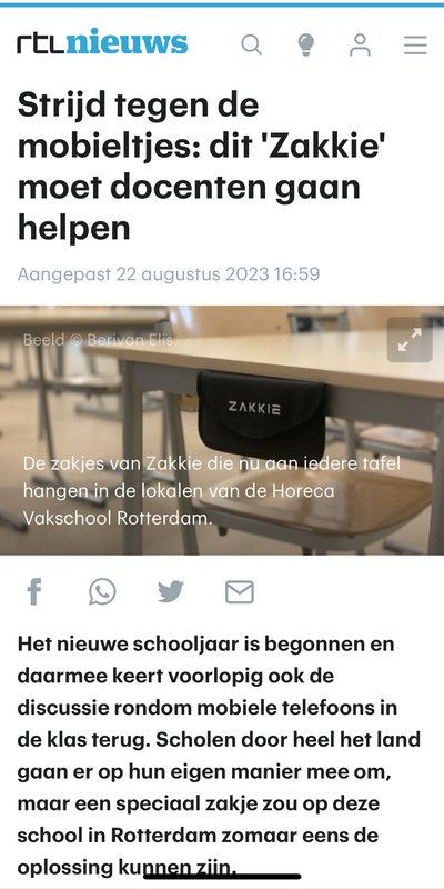 RTL Nieuws: Strijd tegen de mobieltjes, dit Zakkie moet docenten gaan helpen