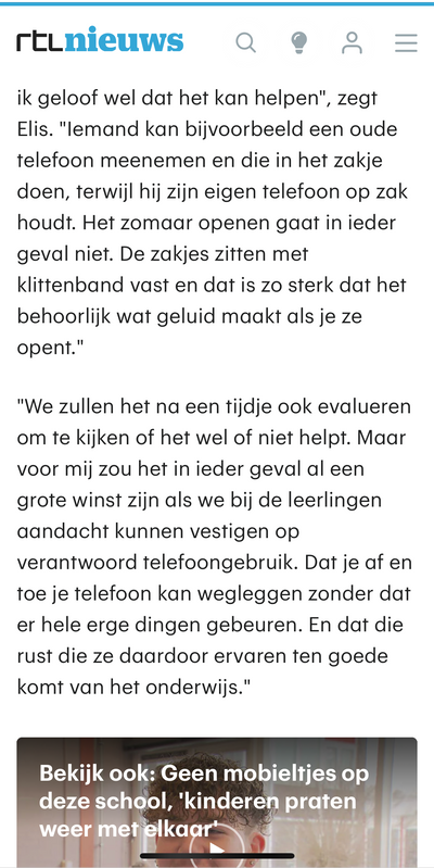 Fragment uit het RTL Nieuws-artikel over evalueren van de maatregel