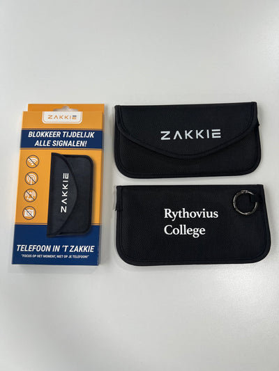 ’t Zakkie bedrukt voor Rythovius College