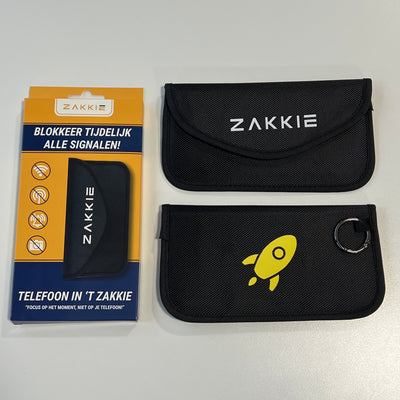 ’t Zakkie met een opdruk van een raketpictogram