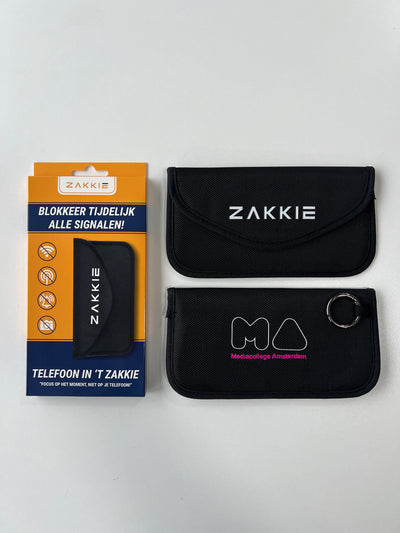 ’t Zakkie bedrukt voor Mediacollege Amsterdam
