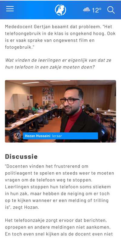 Fragment uit het item van Hart van Nederland met reacties van leerlingen