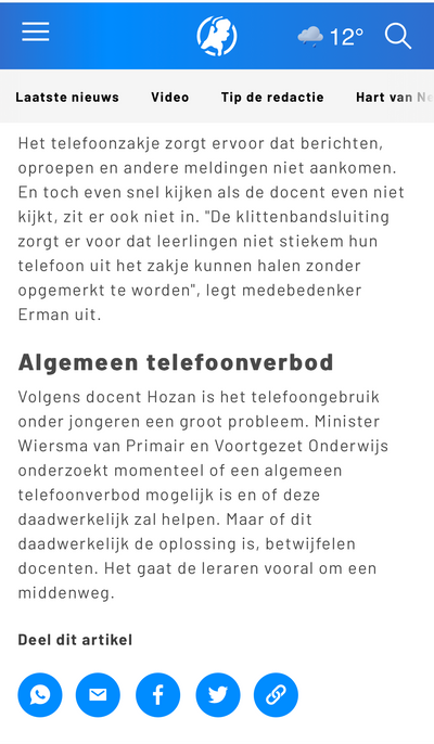 Fragment uit het item van Hart van Nederland over een algemeen telefoonverbod