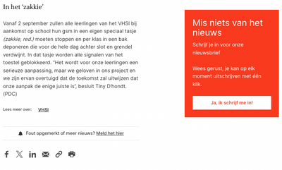 Fragment uit het KW-artikel over het zakje op school