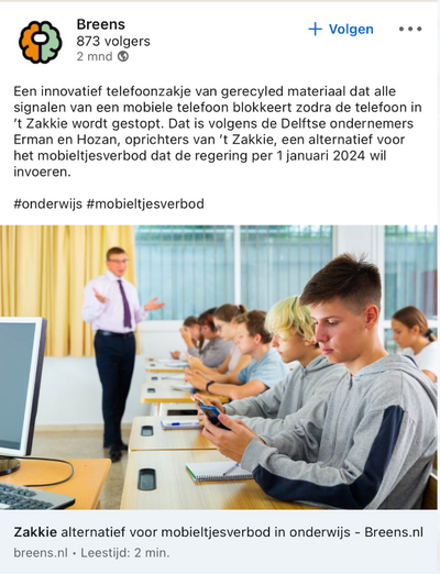 Bericht van de locatiedirecteur van Horeca Vakschool Rotterdam over t Zakkie