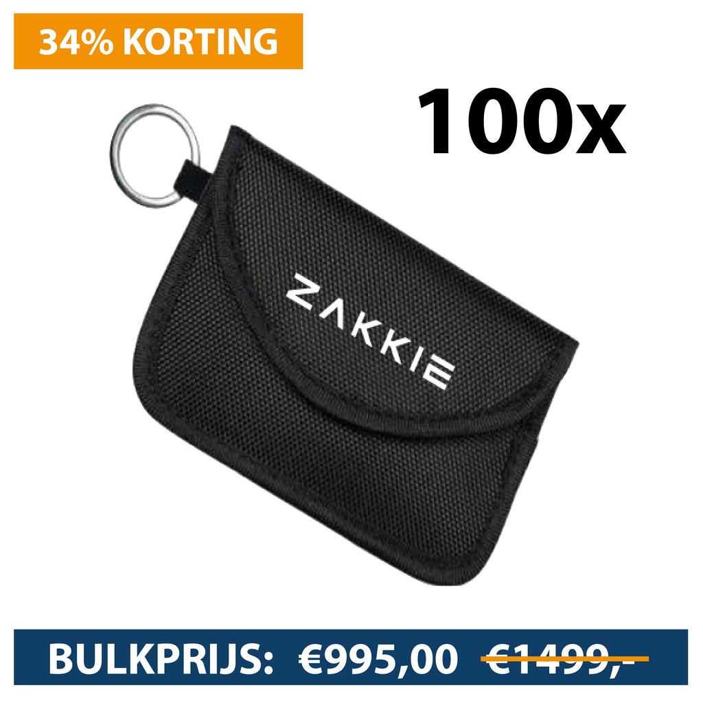 "ZAKKIE" SIGNAAL BLOKKEREND AUTOSLEUTELZAKJE - 100 STUKS-ZAKKIE