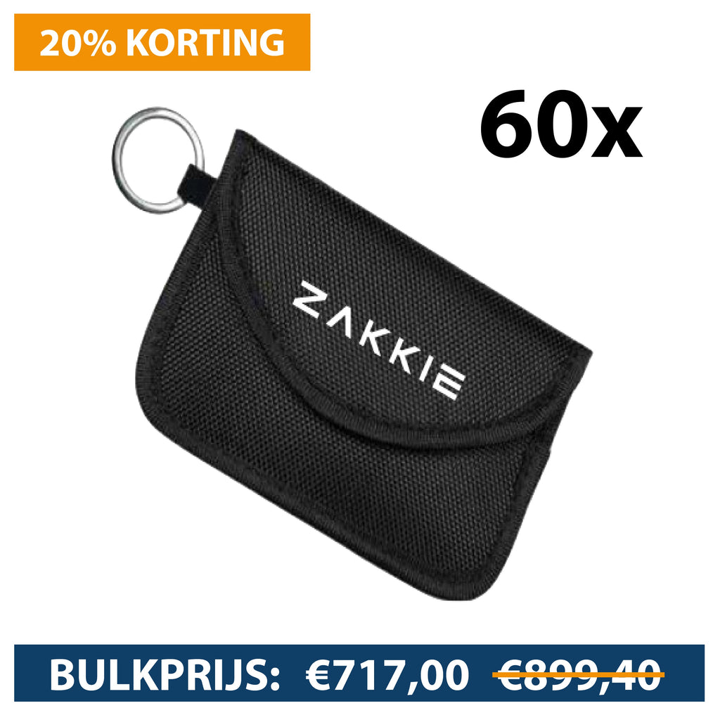 "ZAKKIE" SIGNAAL BLOKKEREND AUTOSLEUTELZAKJE - 60 STUKS-ZAKKIE